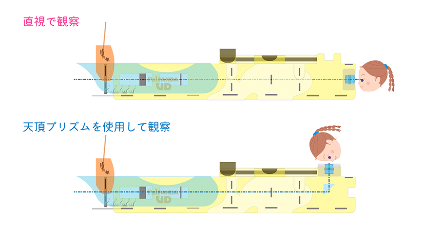 眼視観察（直視で観察）の方法